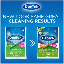 DenTek DenTek Easy Brush Advanced Clean Interdental Cleaners, Standard, 16 Count, 6 Pack