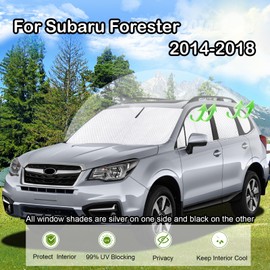 KMF 8pcs Full Window Sun Shades Custom Fit for Subaru Forester Accessories 2014-2018, Privacy Car Window Covers for Windshield Side Rear, UV Block and Blackout for Camping Outdoor