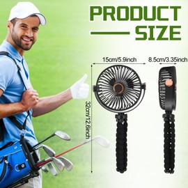 Grinsvalley Golf Cart Rechargeable Fan with Clip Mount, 6 Inch 3 Speeds Battery Operated Portable Fan with 360° Rotatable Head for Golf Push Cart Accessories Course Clubhouse Activities