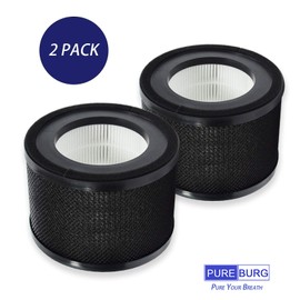 PUREBURG 2-Pack Replacement True HEPA Air Filters Compatible with TaoTronics TT-AP001& ARVOV AP001 Air Purifiers,H13 3-Stage Filtration Air Clean Dust VOCs Odor