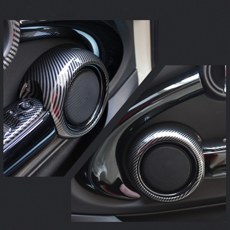 4pcs Carbon Fiber Style Door Midrange Speaker Cover Trims for