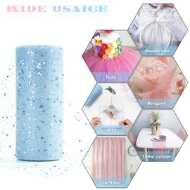 Tulle Fabric 15 cm x 25 Yards Glitter Tulle Decorative Fabric with Small Sequins Decorative Fabric Tulle Roll for Wedding Party Banquet Decoration Craft Wedding Table Decoration Gift Bow Tulle Ribbon
