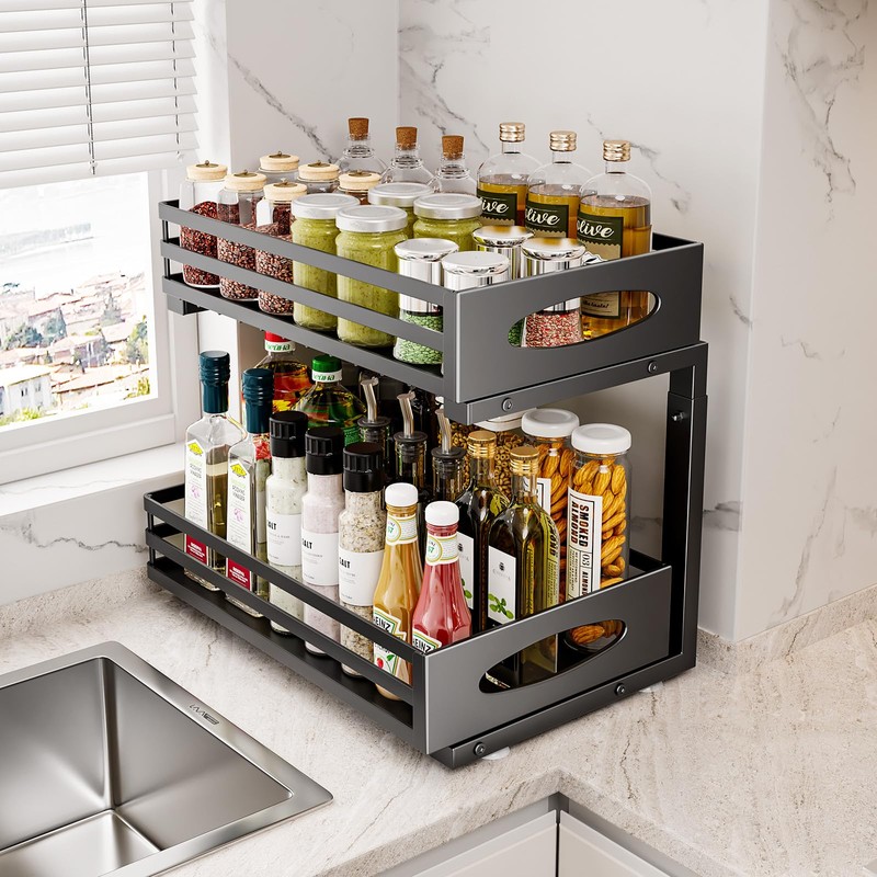 Under Sink Organizer, 2 Tier Under Sink Organizers and Storage,