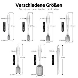 U-Taste 18/8 Stainless Steel Measuring Spoons, Square Metal Measuring Spoon Teaspoon Tablespoon with Leveler for Dry or Liquid Ingredients, Cooking Baking, Fits in Spice Jars (Set of 7, Silver)