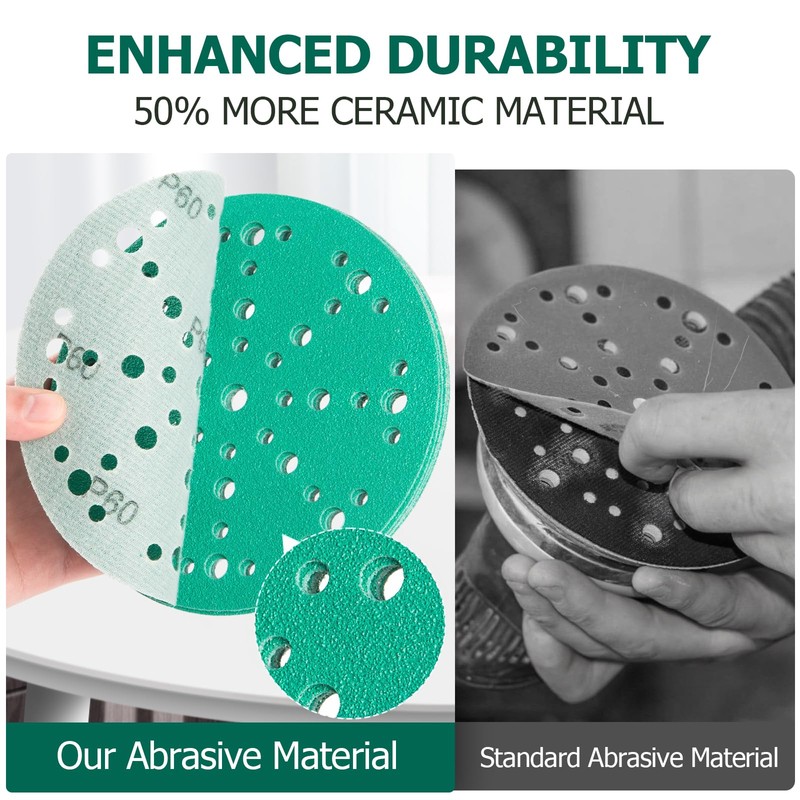 6-Inch Abrasive Sanding Discs 50 Pack 40 Grit Sandpaper, 49-Hole