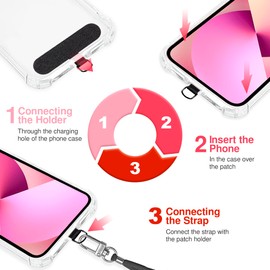 TBOC Cell Phone Lanyard [Red] - Comfortable Universal Smartphone Lanyard - Easy to Use Neck Phone Holder [Black Tether Tab] - Adjustable Length Phone Strap Crossbody - Fits Most Mobile Phones