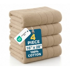 Casa Platino Bathroom Hand Towels - 4 Pack (16"x28"), 100% Ringspun Cotton Hand Towel Set - Soft, Lightweight, Fade & Shrink Resistant - Everyday Use, Face Towels for Bathroom, Gym and Travel - Taupe