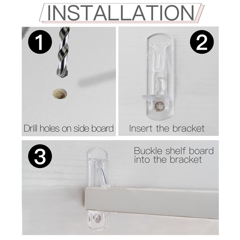 Rierdge 50 Pcs Plastic Locking Shelf Pins 5mm, 3/4" Clear