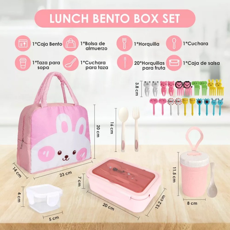 Aosihui Caja Fiambrera Kit 27pz Con 1400ml Loncheras Vajilla Y