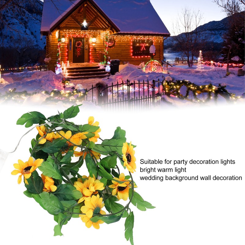 3 Pcs Sunflower String Lights 7.8ft 20 LED Battery Powered