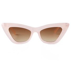 GIFIORE Retro Cat Eye Sunglasses For Women Narrow Pointy Cateye Sun Glasses (Pink/Brown Lenses)