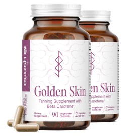 Golden Skin Tanning Supplement for Women & Men – Potent Tanning Pills with Beta Carotene, Lutein & L-Tyrosine for Skin Health | Natural Antioxidant Supplement & Tanning Vitamins | 180 Vegan Capsules