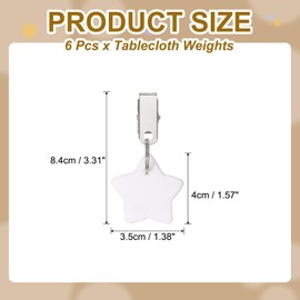 uxcell 6Pcs Tablecloth Weights, Marble Table Cover Weights with Metal Clips, Star Shape Stone Tablecloth Pendant 4 x 4cm for Outdoor Party Picnic Garden Table Decoration, White