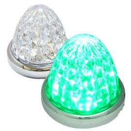 Customize 24V Truck LED Marker Lamp Side Marker 8 Sided Crystal Cut 16 LED Universal Set of 2 Blue/Yellow/Red/White/Amber Colors (Green)