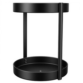 Drehteller Organizer Metall 2 Etagen, 30cm Lazy Susan Schwarz,360° Drehbar | Rutschfeste Drehplatte, Gewürzregal für Küche Badezimmer Kosmetik, Kohlenstoffstahl
