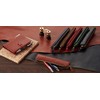 Raymay Fujii Bloomsbury NF2803B Leather Pen Case, Black, Set of