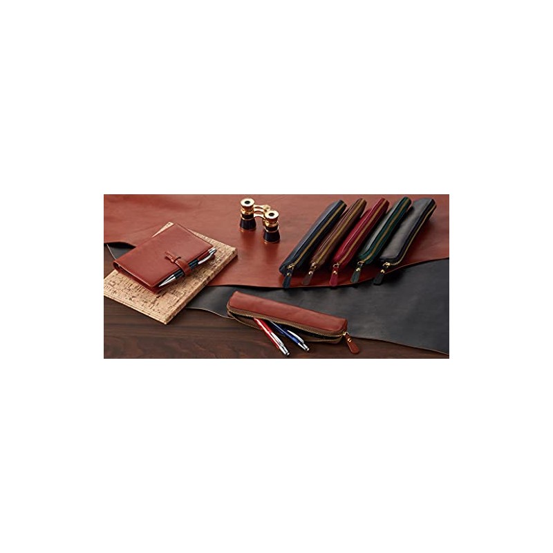 Raymay Fujii Bloomsbury NF2803B Leather Pen Case, Black, Set of