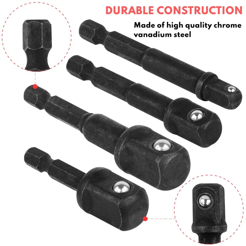 BILITOOLS Socket Adapter Set 17 Piece includes Reducer, Universal Joint