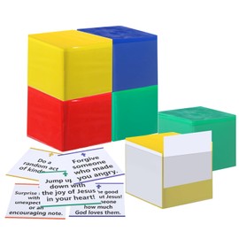 Lunmon 4 Pcs 4. 5 Inch Large DIY Pocket Dice for Classroom Foam Stacking Blocks Education Learning Playing Cubes Teaching Tools for School Early Education Activities