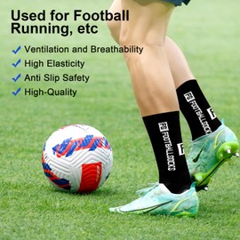 Grip Socks Soccer 3 Pairs Non Slip Sport Socks for Men, Women & Youth, Size CA 8-11 Sports Stocking, Fashion Football Socks for Athletic, Yoga, Basketball, Baseball, Tennis, Running, Cycling, Black