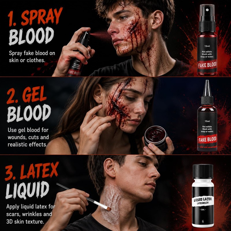 Halloween SFX Makeup Kit: 15 PCS Face Special Effect Makeup