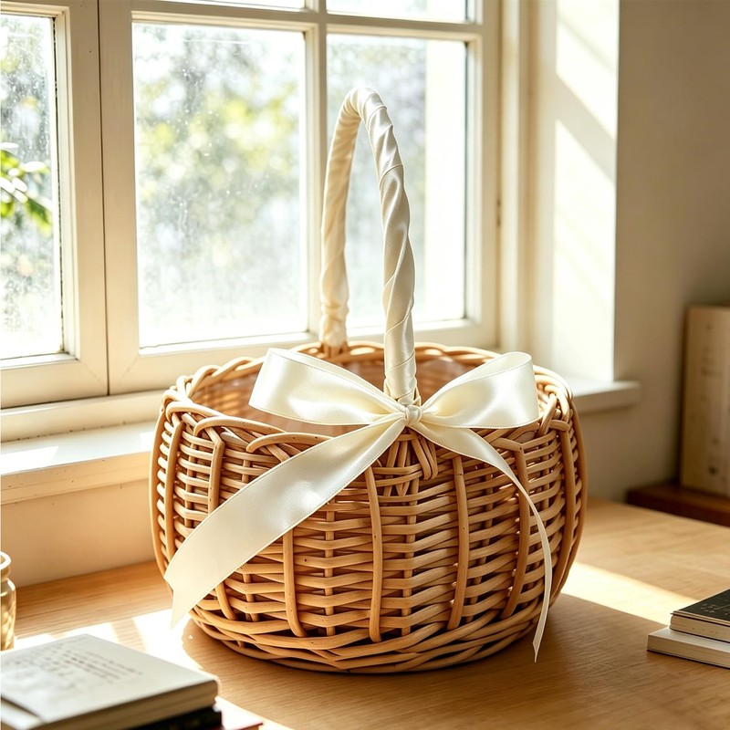 Flower Girl Baskets Wicker Basket Rustic Wicker Picnic Basket with