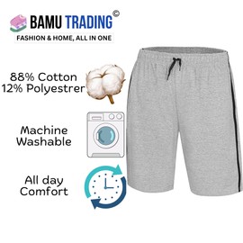 2 Pack Men's Cotton Lounge Wear Shorts with Elasticated Waist Super Soft Cosy Comfy Pyjamas Nightwear Loungewear PJs (L, Navy/Grey)