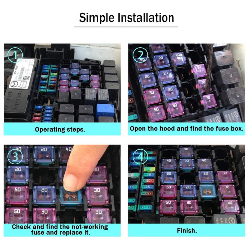 30 pc Automotive Low Profile JCASE Box Shaped Fuse Kit