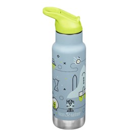 Klean Kanteen Kids 12oz (355ml) INSULATED Water Bottle with Flip Seal Sport Cap & Straw, Launch Plan w Primrose Cap