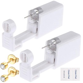 Lyuxzad Ear Piercing Gun Kit - 6Pcs Disposable Kit With Self Piercing Gun, Built-in Earrings Stud, Clean Tools for Cartilage Piercing (Gold)