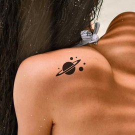 Planet Tattoo Temporalis® Temporary Tattoo Vegan and Waterproof Ink EU Certified Cosmetics Shelf Life 1-2 Weeks [Saturn]