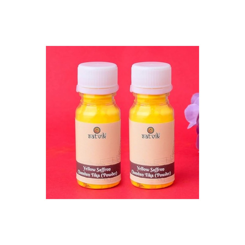 SATVIK Set of 2 Yellow Saffron Chandan Tikka Powder for