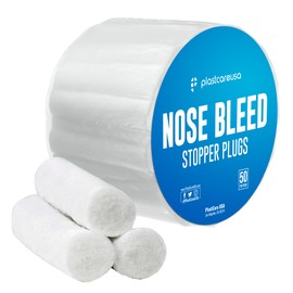 50 Nose Bleed Stopper Plugs - 1.5 Inch Cotton Rolls to Stop a Nosebleed for Kids or Adults - Extra Absorbent Nose Bleed Plugs by PlastCare USA