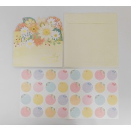 Zet and Kay Flower Trifold Colored Paper Message Stickers 32 Sheets Set of 32 Paper Groups Stickers Trifold (Cream)