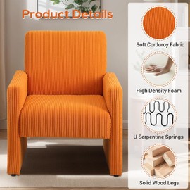 Retro Accent Corduroy Fabric ArmChair Chair Comfy Single Sofa for Living Room