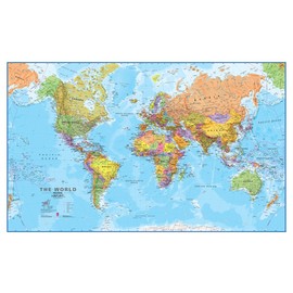 Maps International Mapa Mundial Gigante - Mega-Mapa Del Mundo - 46 x 80 pulgadas - Completamente Laminado - Actualizado 2025