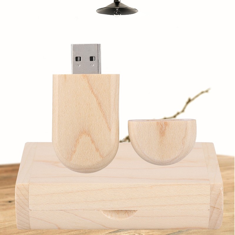 Oval Maple Wooden Shell USB 3.0 Flash Memory Drive Storage