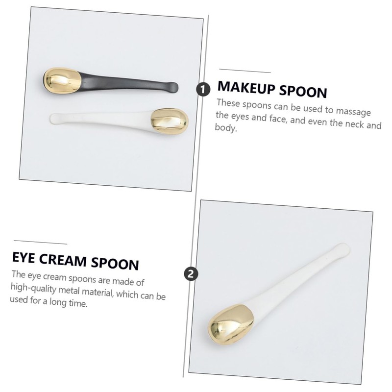 Ipetboom 2Pcs Eye Cream Spoons Metal Makeup Tool for Facial