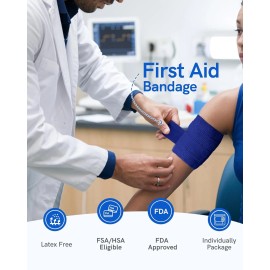 Unbranded First Aid 2 Inch x 5 Yards 6 Pcs Self Adhesive Bandage Medical Wrap BLUE Rolls