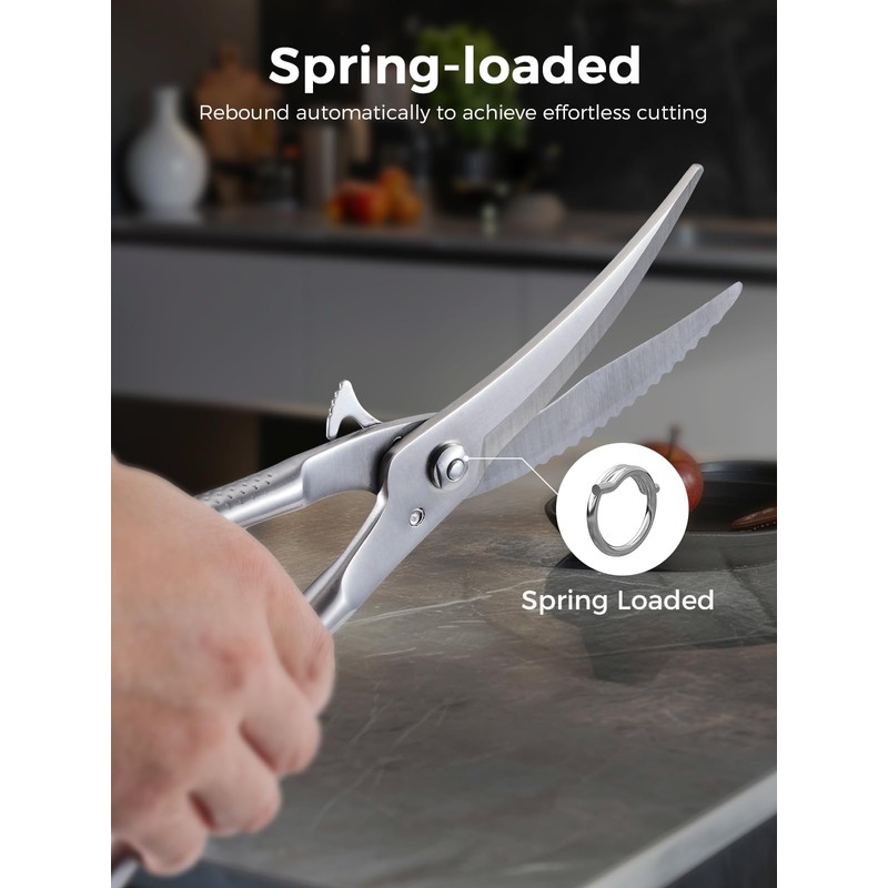 SimCoker Full Steel Poultry Shears Heavy Duty, Professional Bone Cutting