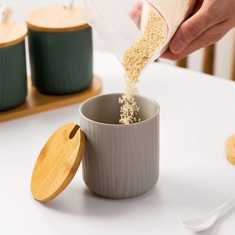 OnePine Set of 2 Ceramic Spice Jars Sugar Bowl Ceramic