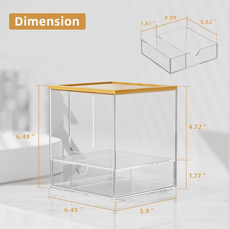 Acrylic Disposable Face Towel Holder, Clean Container Box, Clear