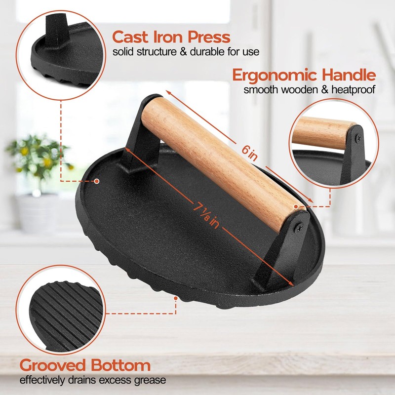 Onader 12 Inch Melting Dome Smash Burger Press Set, Stainless