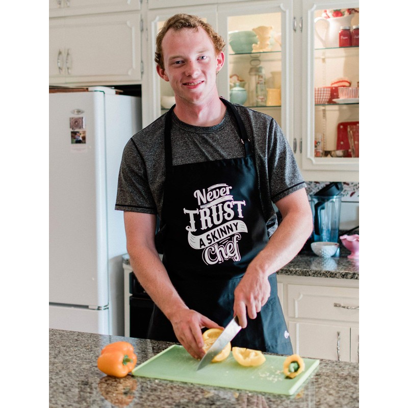 ApronMen, Skinny Chef Out Adjustable BBQ Apron for Men, Black,