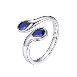 Bestyle Adjustable Rings Women's 925 Silver Droplet Ring, Gemstone Ring, Open Thumb Ring, Simple Ring, Teardrop Chunky Rings, Size Adjustable from 50-60, Sterling Silver