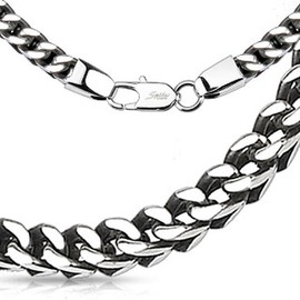 Bungsa Byzantine Chain Woven Solid Stainless Steel Necklace Silver 5 mm Thick Biker (Stainless Steel Chain Women's Chain Men's Necklace Men Women Men Jewellery), Stainless Steel, No Gemstone