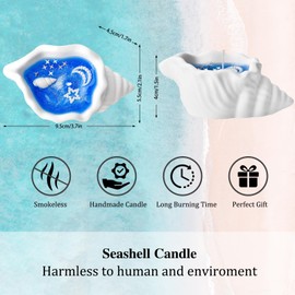 Set of 2 Scented Candles Shell Shape - Aromatherapy Candles with Sea Decoration & Beads - Gift for Mum, Daughter, Sister, Girlfriend, Aromatherapy Gifts for Mother's Day, Birthday, Christmas