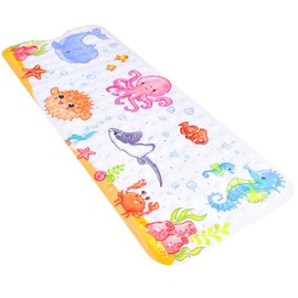Secopad Kids Bath Mat for Tub Non Slip, 40 X 16 Inch Large Cartoon Octopus Anti Slip Toddler Baby, Left Drain