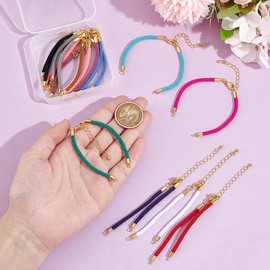 UNICRAFTALE 12Pcs 12 Colors Nylon Twisted Cord Bracelet Adjustable Slider Bracelets 17cm Bracelet with Brass Findings and Lobster Claw Clasps Bracelets for Summer Gifts Jewelry Making for Summer Gifts