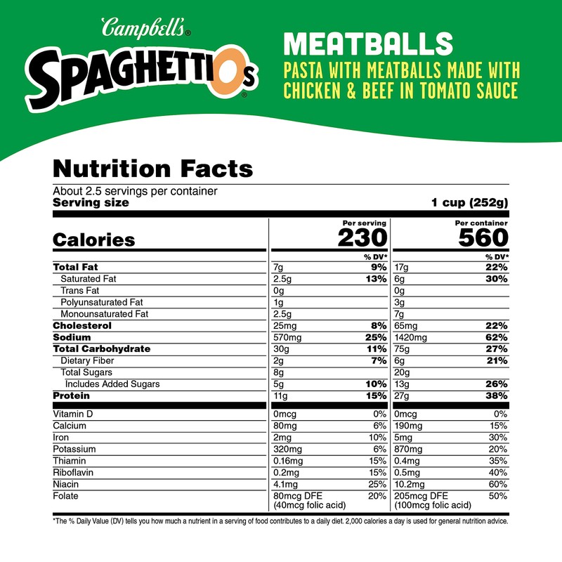 SpaghettiOs Canned Pasta with Meatballs, 22.2 oz Can (Pack of